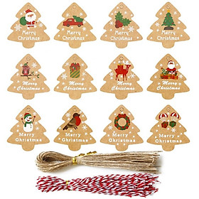 Thẻ giấy in chữ Merry Christmas kèm dây treo dùng để trang trí cây thông Giáng Sinh