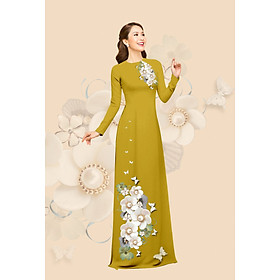 Áo dài truyền thống in hoa dành dành cao cấp - KHÔNG KÈM QUẦN