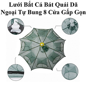 Lưới Bắt Cá Bát Quái Dã Ngoại Tự Bung 8 Cửa