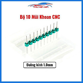 Hộp 10 mũi khoan CNC cao cấp độ chính xác cao đường kính mũi 1.0mm