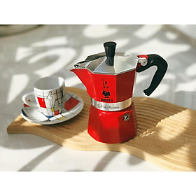 Ấm pha cà phê BIALETTI MOKA EXPRESS ROSSA 3 CUP  - 130ml . Hàng Chính hãng 