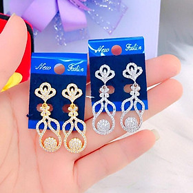 Đôi Bông Tai Mạ Vàng or Bạch Kim ( 01 Đôi ) Đính Xoàn Mẫu 063.03.01 - Không Đen - Không Dị Ứng