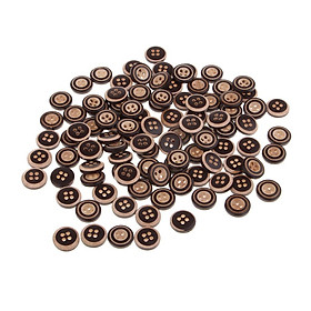 100pcs 4 Holes Wooden Buttons Decorative Buttons for Cardmaking DIY Black