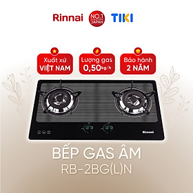 Bếp gas âm Rinnai RVB-2BG(L)N mặt bếp kính và kiềng bếp men - Hàng chính hãng.