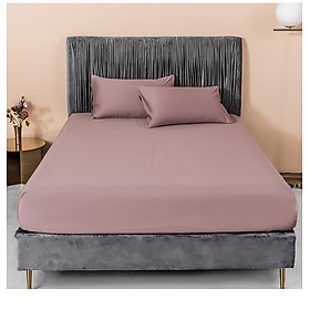 Bộ ga gối cotton lụa 60s Lidaco cao cấp Nhiều mẫu lựa chọn - Hồng Đất - 1m8x2m-Nệm dày 16-20cm