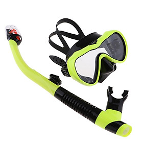 Dry Top Snorkel Set Anti-Fog Clear Vision Snorkel Mask Impact Resistant Tempered Glass Diving Mask, 8 Colors for Choose