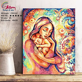 Mua Tranh tự tô màu số hóa Mẹ ôm con tình mẫu tử CN4142