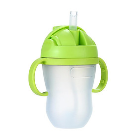 Bình nước em bé có ống hút chống rò rỉ, không mùi, không độc hại-Màu xanh lá-Size