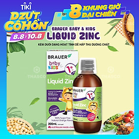 Siro bổ sung Kẽm, Vitamin C và D Brauer Úc Baby & Kids Liquid Zinc cho bé trên 1 tuổi (200ml)