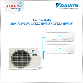 Hệ Thống Máy Lạnh Multi S Daikin Combo MKC70SVMV/CTKC25RVMV+CTKC50RVMV Gas R32 Inverter Treo Tường 1 Chiều Lạnh Hàng Chính Hãng - Chỉ giao tại HCM