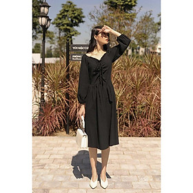 Váy đầm nữ nhún ngực, tay lỡ, chất kaki mềm Hàn Quốc, hàng thiết kế cao cấp DK B49 TK Fashion