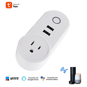 Tuya Mini Smart WiFi Socket US Remote Control by Smart Phone from Anywhere Timing Function, Voice Control for Amazon