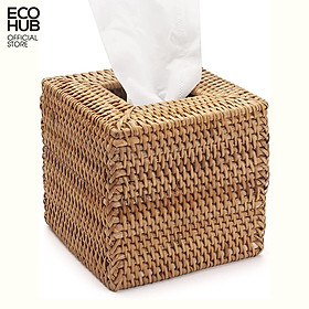 Hộp đựng khăn giấy ECOHUB hình vuông bằng mây (ECOHUB Square Rattan Tissue Box)