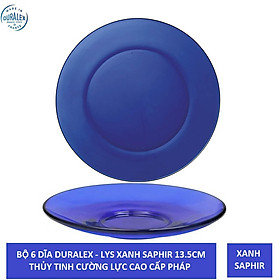 {Hàng chính hãng} Bộ 6 Dĩa D4015F Duralex - Lys Xanh Saphir 13.5cm Thủy tinh cường lực cao cấp Pháp