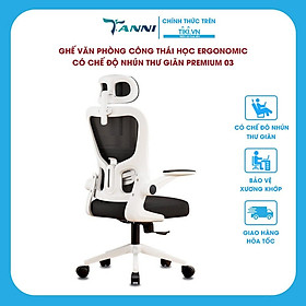 Ghế Văn Phòng Công Thái Học Ergonomic TANNI Premium 03, Ghế Xoay Văn Phòng Làm Việc Cao Cấp Nhập Khẩu