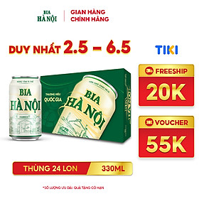 Hình ảnh Bia Hà Nội Nhãn Xanh - Thùng 24 lon 330ml 