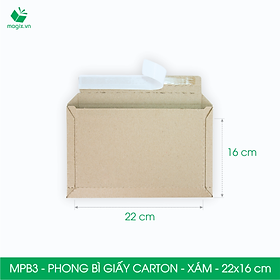 MPB3 -22x16cm - COMBO 20 PHONG BÌ GIẤY CARTON ĐÓNG HÀNG MÀU XÁM
