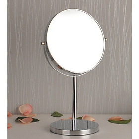 Gương Trang Điểm Để Bàn 2 Mặt Inox Dày - Cỡ Lớn 20cm - Siêu To Siêu Nét