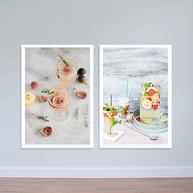 Mua Bộ 2 tranh treo quán trà sữa | Tranh nước giải khát độc đáo W2033