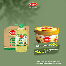 {Đơn 199k tặng hộp bơ 80g} Thùng Dầu Đậu Nành cao cấp Golden 5 lít (5 lít/chai x 4 chai)