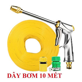 Bộ dây vòi xịt nước rửa xe, tưới cây . tăng áp 3 lần, loại 7m, 10m 206701-2 đầu đồng,cút, + tặng đai