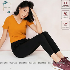 Quần jogger nữ Blue Chic dáng dài thun cạp chun thể thao tập gym kiểu trơn basic màu đen cá tính