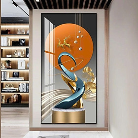 (HCM)Tranh treo tường tráng gương trừu tượng hươu tài lộc trang trí phòng khách, nhà hàng kèm đinh