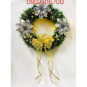 Vòng nguyệt quế 35cm có đèn led phát sáng treo cửa Decor trang trí Noel ngày lễ giáng sinh phong cách sang trọng