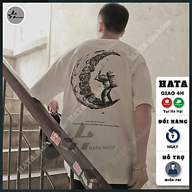 Áo thun unisex nam, áo thun tay lỡ form rộng HATA Fashion in Mặt trăng ZQ109
