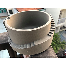 CHẬU HOA MINI ĐỂ BÀN CORI - chậu cây xi măng hình bậc thang kích thước 18x18x8.5cm, hàng thủ công mỹ nghệ cao cấp SeeArt