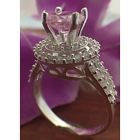 Nhẫn nữ ổ cao đá hồng 100% bạc cao cấp -NU212 - Trang Sức Bạc QTJ(hồng)