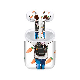 Miếng dán skin chống bẩn cho tai nghe AirPods in hình Bé cà rốt - atk372 (bản không dây 1 và 2)