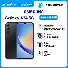 Điện thoại Samsung Galaxy A34 5G (8GB/128GB) - Hàng chính hãng - ĐÃ KÍCH HOẠT BẢO HÀNH ĐIỆN TỬ