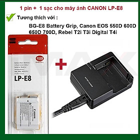 Mua COMBO PIN SẠC THAY THẾ CHO PIN MÁY ẢNH CANON LP-E8