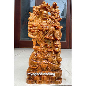 Tượng phật di lặc ngũ phúc vác cành đào bằng gỗ huyết long mọng dầu kt cao 40cm 
