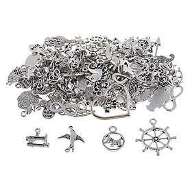 100x Mixed Alloy Pendants Jewelry Making Charms Findings for Crafting Silver