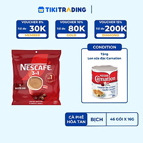 Cà phê Hòa tan NESCAFÉ VỊ NGUYÊN BẢN 46 gói Đậm Thơm Hoàn Hảo