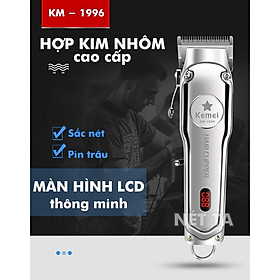 Tông đơ cắt tóc chuyên nghiệp màn hình LCD Kemei KM-1996 pin trâu công suất mạnh mẽ lưỡi cắt sắc bén
