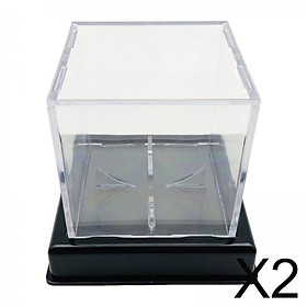 2x Square Baseball Holder, Dustproof Storage Box Stand Gift with Bracket, Protector Acrylic Baseball Holder for Library Trophie Baseball Office