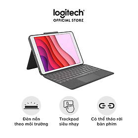 Mua Bao da kèm bàn phím Logitech Combo Touch iPad Gen 7  Gen 8  Gen 9 (10.2 Inch) - Trackpad to  có thể tháo rời - Hàng chính hãng