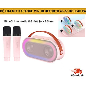 Hình ảnh Loa Karaoke Bluetooth P6 KOLEAD Kèm 1 2 Micro Không Dây,Âm Thanh Siêu Hay,Sang Trọng Nhỏ Gọn Tiện Lợi,dễ dàng mang theo - Hàng chính hãng