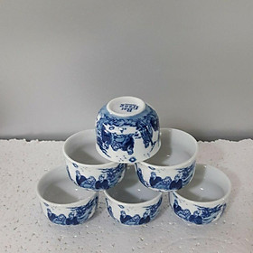 Mua 6  10 chén men lam Bát Tràng vẽ Trúc lâm thất hiền