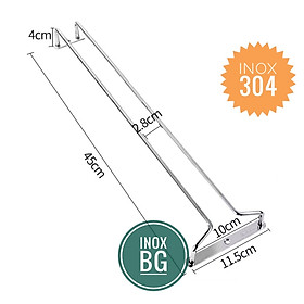 [Inox 304] Giá treo ly, gài ly sâu 45cm chất liệu inox 304 bền bỉ với thời gian