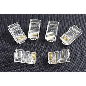 Mua Hạt Mạng (100 hạt chân đồng) Cat 6 Đầu Bấm Mạng Trong Suốt Đầu Mạng Xuyên Thấu Đầu Hạt Bấm Mạng Bọc Kim Loại Hàng Nhập Khẩu