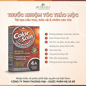 Thuốc Nhuộm Tóc Phủ Bạc 3 CHENES COLOR&SOIN ICED BROWN 4A_MÀU NÂU LẠNH TRẦM_Thảo dược Tự nhiên, An toàn Không chứa Amoniac [Nhập khẩu Pháp]