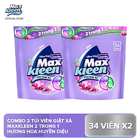 Combo 2 Túi Viên Giặt Xả MaxKleen Hương Huyền Diệu 34 viên túi