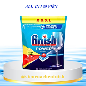 Túi 80 viên rửa chén Finish All In 1 Max Dishwasher Tablets Lemon QT025452 - hương chanh