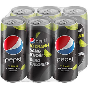 Nước ngọt Pepsi vị chanh không calo - Lốc 6 lon 330ml