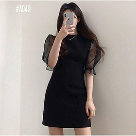 Đầm đen tay voan thanh lịch (có ảnh thật)