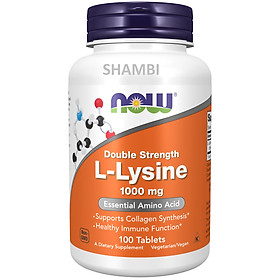 L Lysine 1000mg 100 TABS hãng NOW USA Giúp tăng cường sức đề kháng, nhanh lành các vết loét và tổn thương ở da